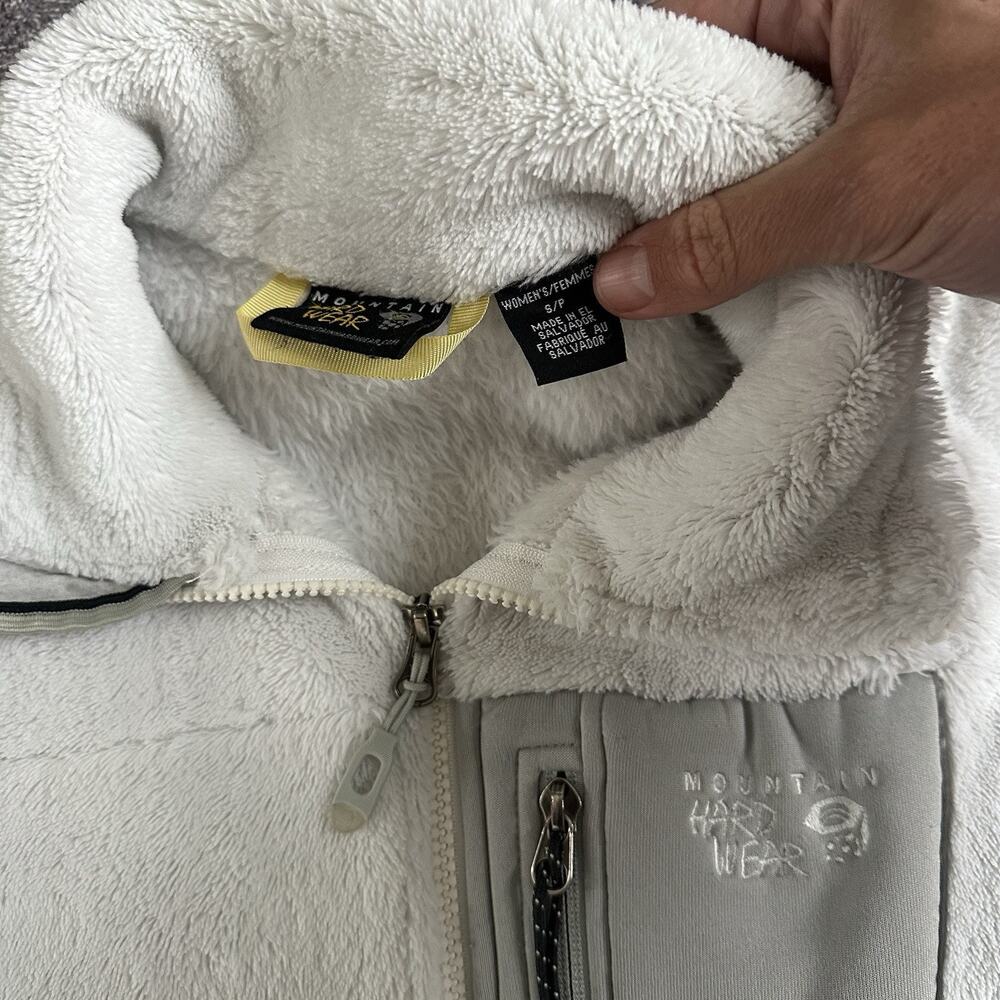 Women's Mountain Hardwear White PolarTec High Loft Monkey Fleece Zip Jacket Sz S